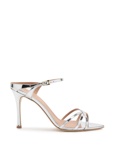 Malone Souliers Yuna 90 metallic leather sandals at Collagerie