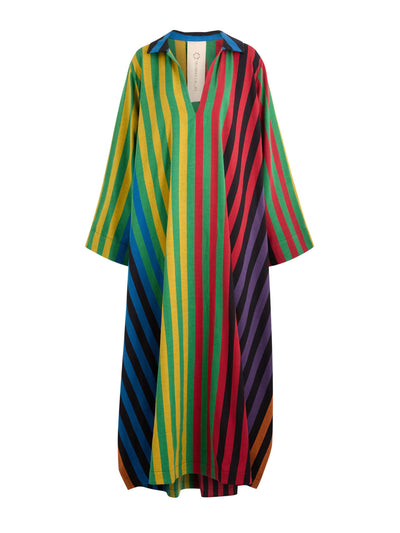 Marrakshi Striped cotton-blend maxi kaftan dress at Collagerie