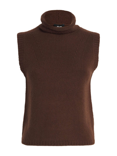 ME+EM Brown cashmere rollneck sweater vest at Collagerie