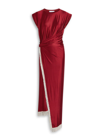Rabanne Embellished stretch-satin midi dress at Collagerie