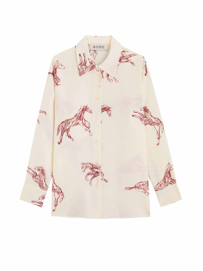 Róhe Horse-printed silk-twill shirt at Collagerie