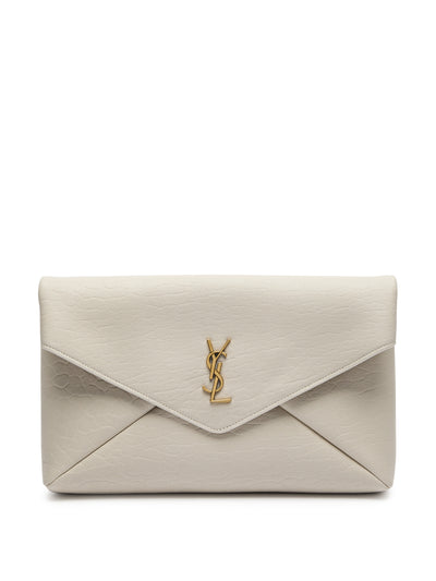 Saint Laurent Cassandre large grained leather pouch at Collagerie