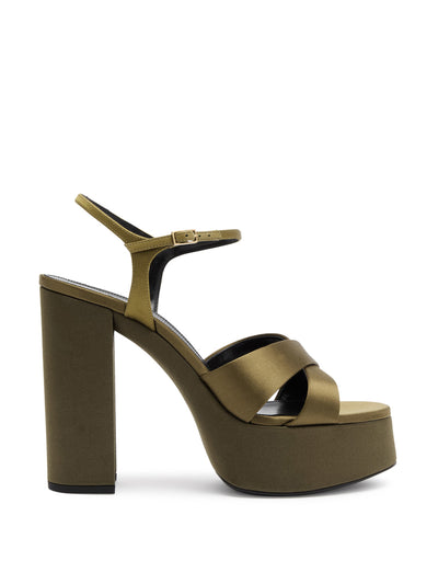 Saint Laurent Bianca 125 satin platform sandals at Collagerie