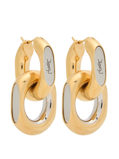 Saint Laurent Duo Link two-tone drop earrings at Collagerie
