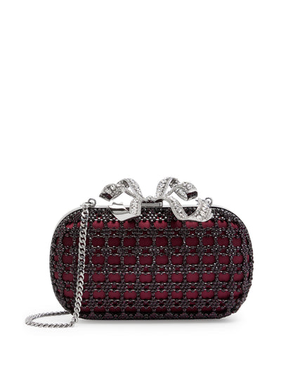 Self-Portrait Crystal-embellished satin box clutch at Collagerie