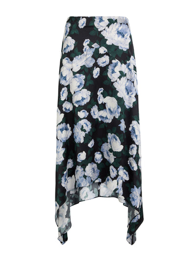 Stella McCartney Bunch of Roses asymmetric floral-print satin midi skirt at Collagerie