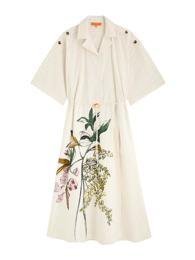 Stine Goya Striped printed cotton midi shirt dress at Collagerie