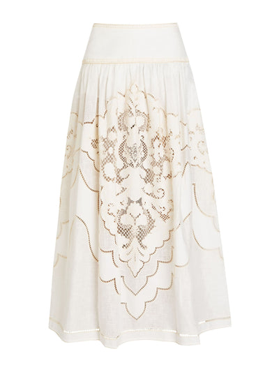 Zimmermann Daylight embroidered linen maxi skirt at Collagerie