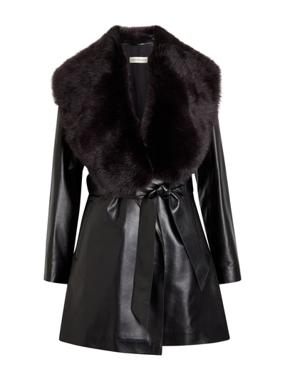 Nour Hammour Kelsey fur-trimmed belted leather jacket at Collagerie