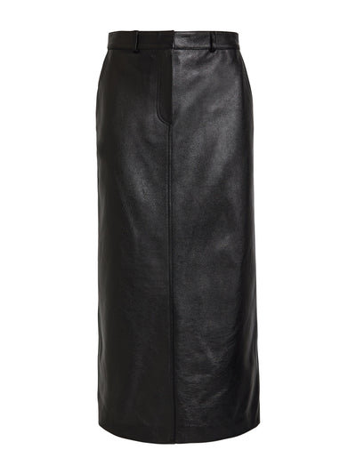 Totême Grained leather midi skirt at Collagerie