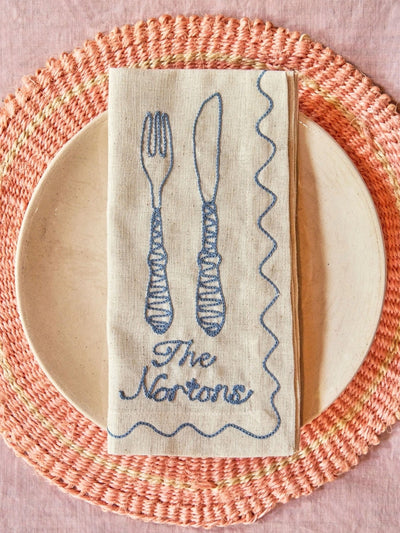 Holly Personalised embroidered napkin at Collagerie