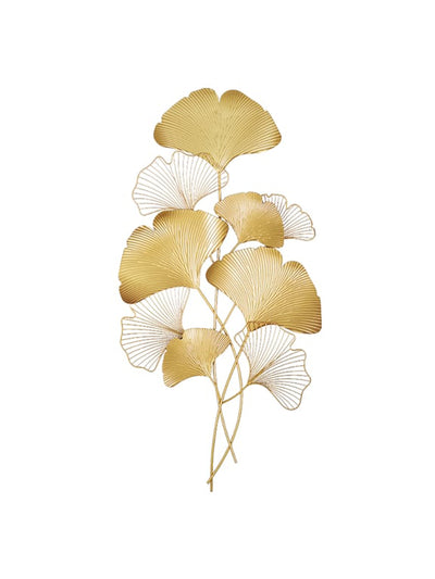 Homary Golden metal gingko leaves wall art at Collagerie