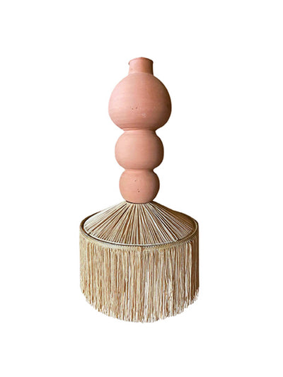 Honore Deco Henriette Parasol ceramic and raffia pendant light at Collagerie