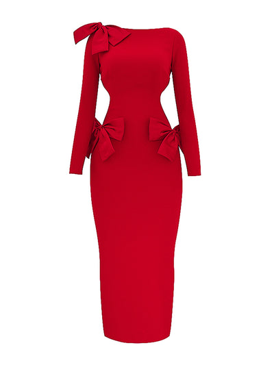 House of Cb Lavele red bow maxi dress at Collagerie