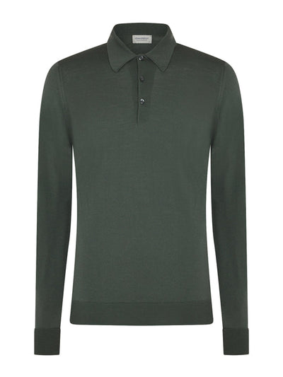 Huntsman Savile Row Highland green merino wool polo neck at Collagerie