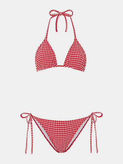 Hunza G Sabrina bikini in gingham seersucker at Collagerie