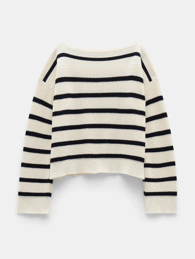 Hush Aubrey ribbed boat neck cotton jumper at Collagerie