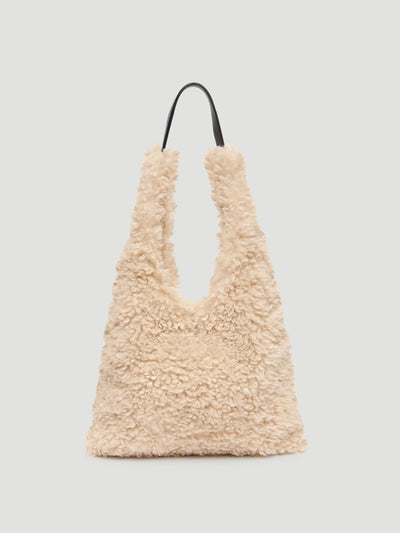 Hush Faux sheepskin slouchy tote bag at Collagerie