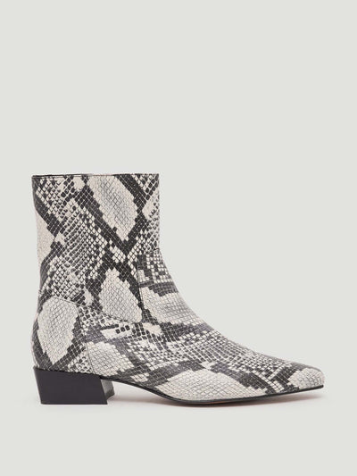 Hush Leather snake print square toe boots at Collagerie