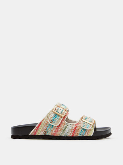 Hush Raffia buckle footbed sandals at Collagerie