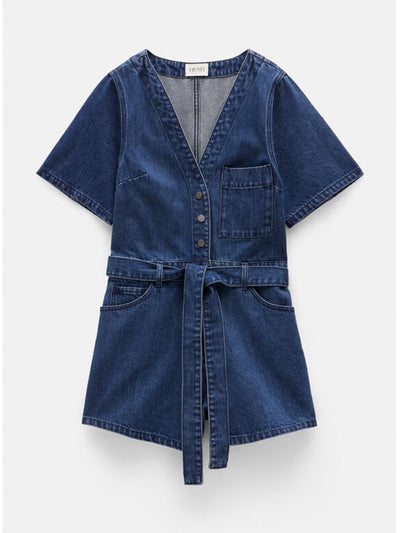 Hush V neck denim playsuit at Collagerie