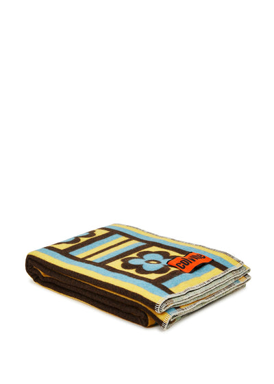 Colville Blue and yellow flower print wool blanket at Collagerie