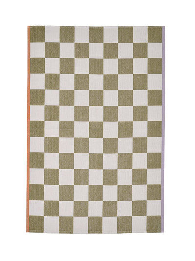 Ikea White and green flatwoven checked rug at Collagerie
