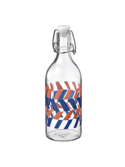 Ikea Glass bottle with stopper in blue and orange at Collagerie