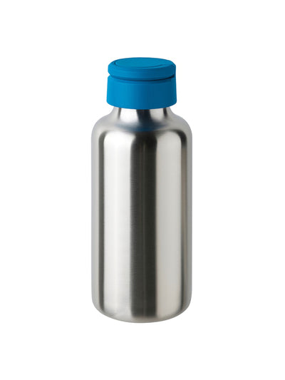 Ikea Stainless steel waterbottle with blue lid at Collagerie