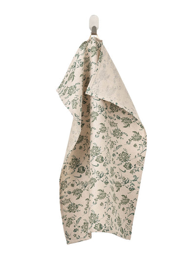 Ikea Green floral print tea towel at Collagerie