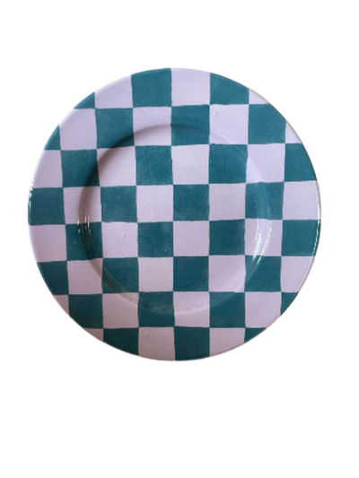 Silo Studio Checkmate plate, lilac and turquoise at Collagerie