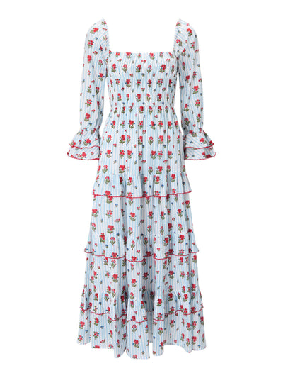India & Mills Geranium stripe florence dress at Collagerie