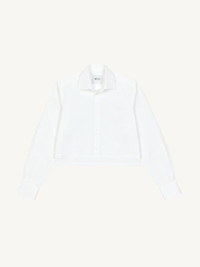 With Nothing Underneath Iris poplin, white cropped shirt at Collagerie