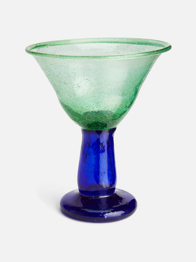 Ishkar Dessert coupe in green and lapis glass at Collagerie