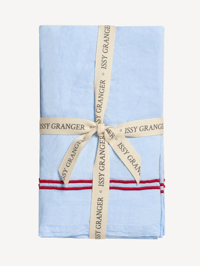Issy Granger Blue double piped linen napkins at Collagerie