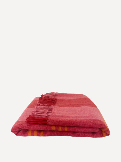 Issy Granger Pink and orange striped throw at Collagerie