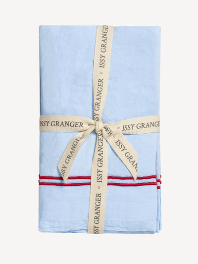 Issy Granger Blue double piped linen napkins (set of 4) at Collagerie