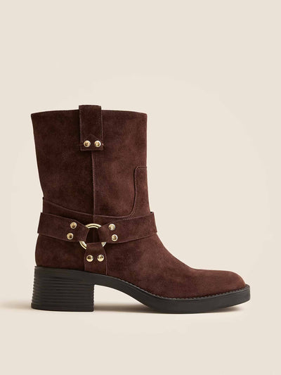 J.Crew Moto ankle boots in suede at Collagerie