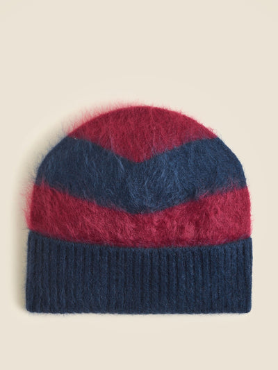 J.Crew Brushed cashmere beanie in rugby stripe at Collagerie