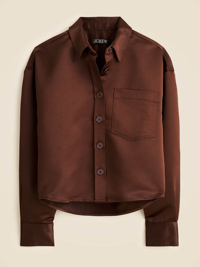 J.Crew Étienne cropped button-up shirt in duchesse satin at Collagerie