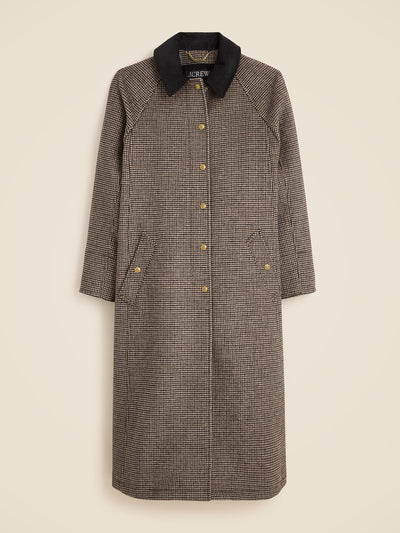 J.Crew Long Barn Jacket in houndstooth wool blend at Collagerie