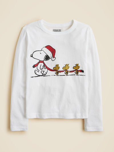 Peanuts Crewcuts long-sleeve scarf graphic T-shirt with glitter at Collagerie