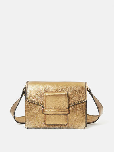 Jigsaw Shimmering gold crossbody bag at Collagerie