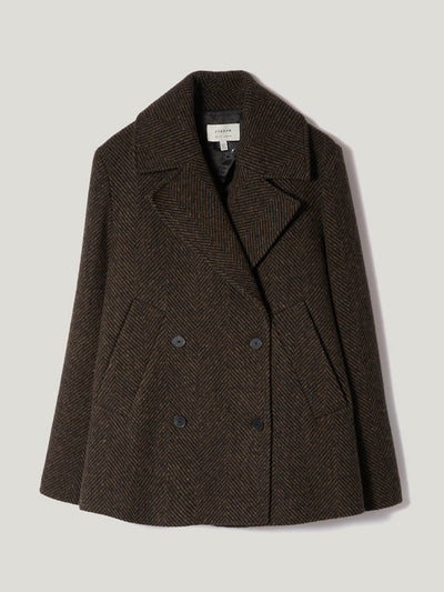 Jigsaw Alba wool herringbone pea coat at Collagerie