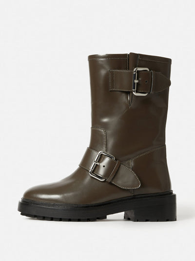 Jigsaw Biker boots in Khaki at Collagerie