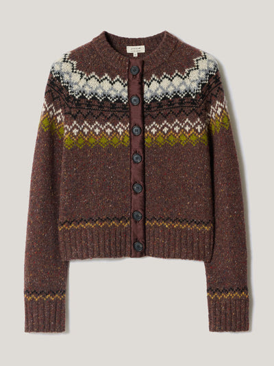 Jigsaw Fairisle silk trim cardigan at Collagerie