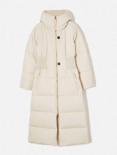 Jigsaw Cream hooded maxi puffer coat at Collagerie