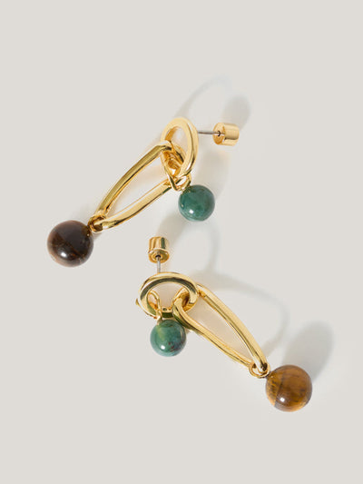 Jigsaw Mixed loop asymmetric earrings at Collagerie