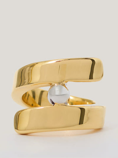 Jigsaw Mixed metal bead ring at Collagerie