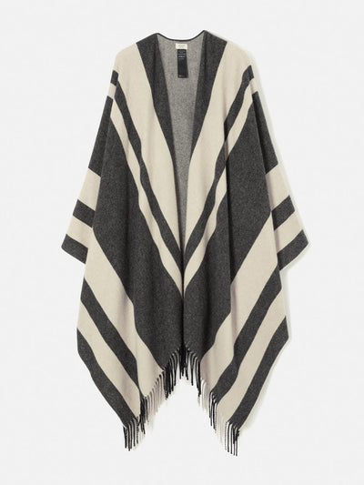 Jigsaw Grey striped wool blend cape at Collagerie